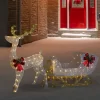 Northlight 48" LED Lighted Glitter Reindeer With Sleigh Outdoor Christmas Decoration