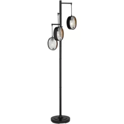 Uttermost Modern Industrial Floor Lamp 73 1/2" Tall Matte Black 3-Light Marbleized Glass Drop Shade For Living Room Reading Family Bedroom Office Home -Lighting Specialty Shop GUEST 6b0f5c8c 5271 4f9f aaf0 cc8d04796fa0