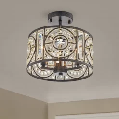 12" X 12" X 10.5" 3-Light Silver Orchid Reid Pendant Metallic - Warehouse Of Tiffany