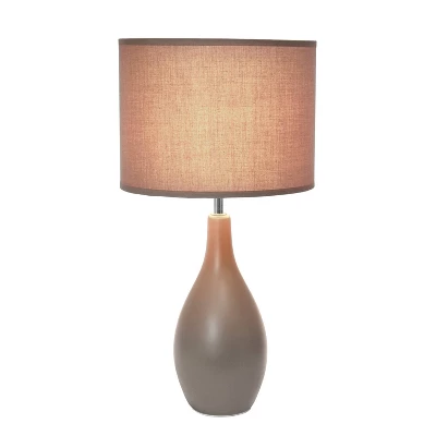 18.11" Traditional Standard Ceramic Dewdrop Table Desk Lamp With Matching Fabric Shade Gray - Creekwood Home 1 18.11" Traditional Standard Ceramic Dewdrop Table Desk Lamp With Matching Fabric Shade Gray - Creekwood Home
