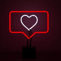 Amped Co 13 X 11 Inches Neon Desk Light Like Sign Symbol, Heart, Red And White