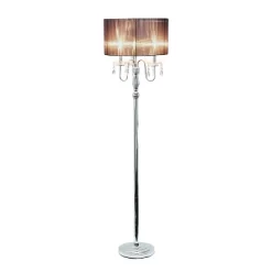 Trendy Romantic Sheer Shade Floor Lamp With Hanging Crystals Black - Elegant Designs