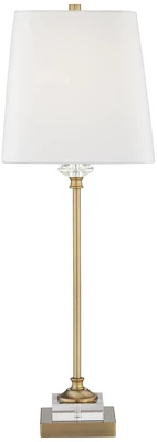 Regency Hill Julia 29 1/2" Tall Skinny Buffet Traditional End Table Lamps Set Of 2 Gold Clear Crystal Metal Living Room Bedroom Bedside White Shade 6 Regency Hill Julia 29 1/2" Tall Skinny Buffet Traditional End Table Lamps Set Of 2 Gold Clear Crystal Metal Living Room Bedroom Bedside White Shade - Image 6