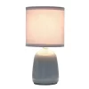 10.04" Traditional Ceramic Thimble Base Bedside Table Desk Lamp With Matching Fabric Shade Gray - Simple Designs