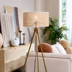 60" Sandy Faux Wood Floor Lamp With Rattan Shade - Globe Electric 15 60" Sandy Faux Wood Floor Lamp With Rattan Shade - Globe Electric -Lighting Specialty Shop GUEST 7064b32b af1d 4695 a5e9 17e2698414c9