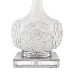 Possini Euro Design Natalia Modern Country Cottage Table Lamp With Square Riser 28 1/2" Tall White Floral Ceramic Drum Shade For Bedroom Living Room 6 Possini Euro Design Natalia Modern Country Cottage Table Lamp With Square Riser 28 1/2" Tall White Floral Ceramic Drum Shade For Bedroom Living Room -Lighting Specialty Shop GUEST 70d09498 5f72 4d8a b8e7 54f206b9b368