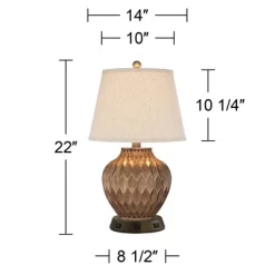 360 Lighting Accent Table Lamp With USB And AC Power Outlet Workstation Charging Base 22" High Warm Bronze Drum Shade Living Room Desk -Lighting Specialty Shop GUEST 712f942a f32c 449b a263 981ffcb1cc43