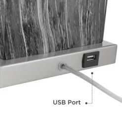 360 Lighting Connie Modern Table Lamps Set Of 2 With White Marble Riser 25" High Black Faux Marble USB Charging Port White Rectangular Shade For Desk -Lighting Specialty Shop GUEST 71589750 1e2d 47e9 a685 da6f3eb5bf29