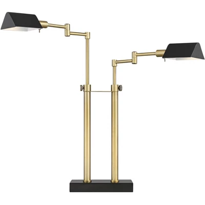 Possini Euro Design Keegan Modern Desk Lamp 24" High Warm Brass With Dual USB Charging Ports LED Adjustable Black Shade For Bedroom Living Room Desk 6 Possini Euro Design Keegan Modern Desk Lamp 24" High Warm Brass With Dual USB Charging Ports LED Adjustable Black Shade For Bedroom Living Room Desk - Image 6