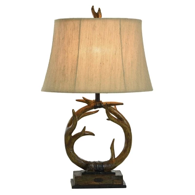 Dalton Brown Antler Table Lamp With Beige Hardback Fabric Shade - StyleCraft 7 Dalton Brown Antler Table Lamp With Beige Hardback Fabric Shade - StyleCraft - Image 7