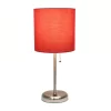 19.5" Bedside USB Port Feature Metal Table Desk Lamp Brushed Steel With Red Fabric Shade - Creekwood Home