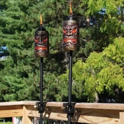 Sunnydaze Decor Sunnydaze Outdoor 3-in-1 Adjustable Height Tiki Face Patio And Lawn Torch Light Set -Lighting Specialty Shop GUEST 740dead5 aaf2 4b60 a390 050a0fd05363