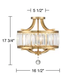 Vienna Full Spectrum Prava Modern Ceiling Light Semi Flush Mount Fixture 16 1/2" Wide Warm Brass 4-Light Crystal Drum For Bedroom Kitchen Living Room -Lighting Specialty Shop GUEST 7495e649 f8f4 4455 9782 b4a3fe85cf9f