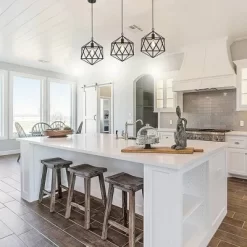 12.5" Metal Geometric Open Cage Mini Pendant Black - Cresswell Lighting