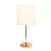 19.5" Bedside USB Port Feature Metal Table Desk Lamp Rose Gold With White Fabric Shade - Creekwood Home