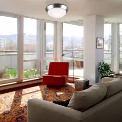 360 Lighting Modern Ceiling Light Flush Mount Fixture 13" Wide Brushed Nickel 2-Light Frosted Glass Dome Shade For Bedroom Kitchen Living Room Hallway -Lighting Specialty Shop GUEST 7642ea5e 7e6f 4ebe a62c 10b631419d65