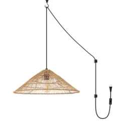 20.25" 1-Light Nova Farmhouse Coastal Rattan LED Pendant Brown - JONATHAN Y -Lighting Specialty Shop GUEST 77738ad4 28aa 47f5 9f94 f83d6fce31b1