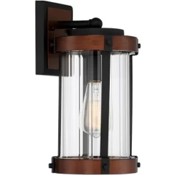 John Timberland Stan Industrial Outdoor Wall Light Fixture Dark Faux Wood Black 13 1/2" Clear Glass For Post Exterior Barn Deck House Porch Yard Patio -Lighting Specialty Shop GUEST 785be7a5 50bc 4609 b569 f8939c8b8dde