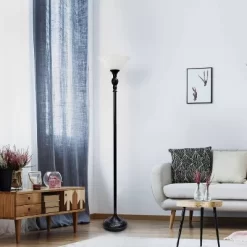 1 Light Torchiere Floor Lamp With Marbleized Glass Shade Black/Brown - Elegant Designs 11 1 Light Torchiere Floor Lamp With Marbleized Glass Shade Black/Brown - Elegant Designs -Lighting Specialty Shop GUEST 785f46f3 febd 4791 a0e5 38cd8e0eb413