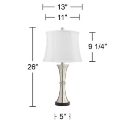 360 Lighting Seymore Modern Table Lamps 26" High Set Of 2 White Softback With USB Charging Port LED Touch On Off Silver Drum Shade For Bedroom Desk -Lighting Specialty Shop GUEST 78d69c4f 48d7 45b1 b724 41d5484e8b1d