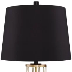 360 Lighting Nathan Modern Table Lamps 25 1/2" High Set Of 2 Gold Metal With USB Charging Ports Black Drum Shade For Bedroom Living Room Home Desk -Lighting Specialty Shop GUEST 793c17c8 f942 420d b160 fd6cfb47baba
