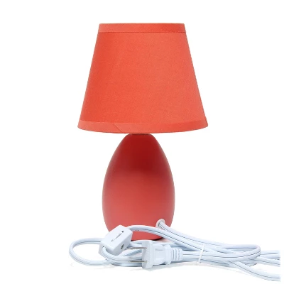 9.45" Petite Ceramic Oblong Bedside Table Desk Lamp With Matching Tapered Drum Shade Orange - Creekwood Home 4 9.45" Petite Ceramic Oblong Bedside Table Desk Lamp With Matching Tapered Drum Shade Orange - Creekwood Home - Image 4