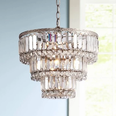 Vienna Full Spectrum Magnificence Satin Nickel Chandelier 14 1/4" Wide Modern Faceted Crystal Glass 7-Light LED Fixture For Dining Room House Kitchen 1 Vienna Full Spectrum Magnificence Satin Nickel Chandelier 14 1/4" Wide Modern Faceted Crystal Glass 7-Light LED Fixture For Dining Room House Kitchen