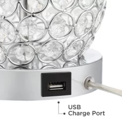 360 Lighting Sergio Modern Accent Table Lamps 23 1/2" High Set Of 2 Acrylic Chrome USB Charging Port White Drum For Bedroom Living Room Bedside Desk -Lighting Specialty Shop GUEST 7a41801e 89b2 4be6 96d0 a89d25f6203c