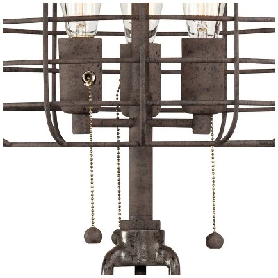 Franklin Iron Works Edison Industrial Rustic Farmhouse Table Lamp 30" Tall Rust Brown Open Metal Cage For Bedroom Living Room Bedside Nightstand Kids 3 Franklin Iron Works Edison Industrial Rustic Farmhouse Table Lamp 30" Tall Rust Brown Open Metal Cage For Bedroom Living Room Bedside Nightstand Kids - Image 3