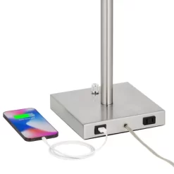 360 Lighting Andre Modern Table Lamps 26 3/4" High Set Of 2 Metal With USB And AC Power Outlet In Base Table Top Dimmers White Drum Shade For Desk -Lighting Specialty Shop GUEST 7b1d6fe1 49d6 4005 8319 277d1ca1818b 1