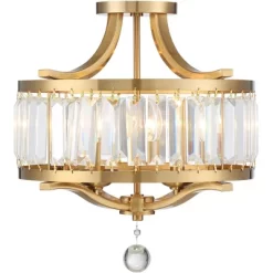 Vienna Full Spectrum Prava Modern Ceiling Light Semi Flush Mount Fixture 16 1/2" Wide Warm Brass 4-Light Crystal Drum For Bedroom Kitchen Living Room -Lighting Specialty Shop GUEST 7b74f4d4 6722 4a28 a8a4 539ac4e3fda0