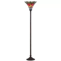 71" Dragonfly Tiffany Style Torchiere Floor Lamp (Includes Energy Efficient Light Bulb) - JONATHAN Y -Lighting Specialty Shop GUEST 7b78dd17 8ba4 4ea3 8e6b a05633883633