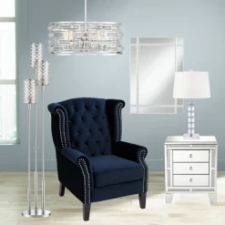 Possini Euro Design Smart Polished Nickel Chandelier 20" Wide Modern Drum Clear Crystal 6-Light Fixture For Dining Room House Foyer Kitchen Island -Lighting Specialty Shop GUEST 7cb58b6e 77ea 4707 a753 ccf6f51f636c