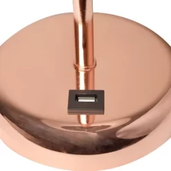 19.5" Bedside USB Port Feature Metal Table Desk Lamp Rose Gold With White Fabric Shade - Creekwood Home -Lighting Specialty Shop GUEST 7d919407 e692 445a aa23 d5b9c0a9968e
