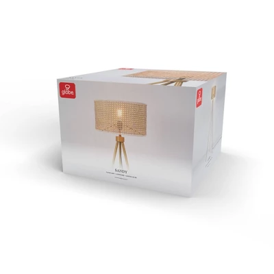 60" Sandy Faux Wood Floor Lamp With Rattan Shade - Globe Electric 4 60" Sandy Faux Wood Floor Lamp With Rattan Shade - Globe Electric - Image 4