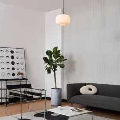 Novogratz X Globe Lily 1-Light Matte Brass Pendant Lighting With Frosted Ribbed Glass Shade - Globe Electric -Lighting Specialty Shop GUEST 8043a6a7 c16c 4ebb aab5 da6ab4ece662