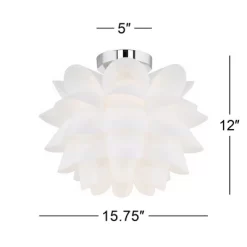 Possini Euro Design Modern Ceiling Light Semi Flush Mount Fixture 15 3/4" Wide White Flower For Bedroom Kitchen Living Room Hallway Bathroom House -Lighting Specialty Shop GUEST 805483ca a05e 4115 b5ea 29bd54d64fed