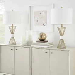 27" Gold Metal Wire With Marble Table Lamp - Nourison 11 27" Gold Metal Wire With Marble Table Lamp - Nourison -Lighting Specialty Shop GUEST 814e1690 da9d 40bd 874e a06b67083d71