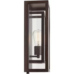 Possini Euro Design Modern Industrial Farmhouse Rustic Outdoor Wall Light Fixture Bronze 15 1/2" Clear Glass For Exterior Barn Deck House Porch Yard -Lighting Specialty Shop GUEST 81a3dbdc 4dbb 4add 99a0 4795ef69547d