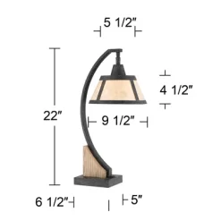 Franklin Iron Works Oak Rustic Farmhouse Desk Table Lamp 22" High Gray With USB And AC Power Outlet In Base Wash Mica Shade For Bedroom Living Room -Lighting Specialty Shop GUEST 82159f45 6684 4a0e 96c2 030b8dd6f579