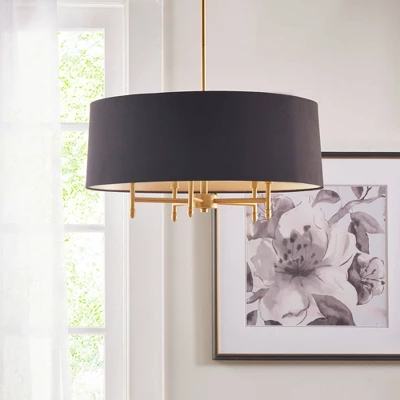 Presidio 5-Light Black Drum Shade Chandelier Gold/Black - Hampton Hill 1 Presidio 5-Light Black Drum Shade Chandelier Gold/Black - Hampton Hill