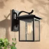 12.2" Metal/Seeded Glass Square Outdoor Wall Light Matte Black - LNC