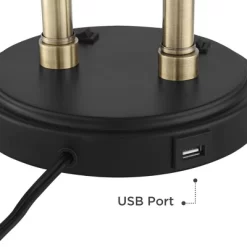 Possini Euro Design Sentry Modern Mid Century Desk Lamp 23" High Black Brass With USB Charging Port LED Adjustable Cone Shade For Bedroom Living Room -Lighting Specialty Shop GUEST 84aa50d5 b673 4b3a b5f2 3168750c699e