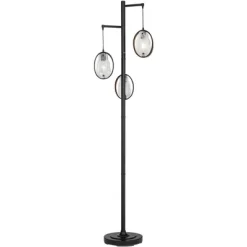 Uttermost Modern Industrial Floor Lamp 73 1/2" Tall Matte Black 3-Light Marbleized Glass Drop Shade For Living Room Reading Family Bedroom Office Home -Lighting Specialty Shop GUEST 84aa9671 4074 431d 9167 f6fcba32dae1