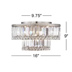 Vienna Full Spectrum Magnificence Modern Ceiling Light Flush Mount Fixture 16" Wide Brushed Satin Nickel Faceted Crystal Glass For Bedroom Living Room -Lighting Specialty Shop GUEST 860adfcf 61e3 4215 beb7 1c9d7a341841
