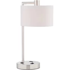 360 Lighting Colby Modern Desk Lamps 21" High Set Of 2 Brushed Nickel With USB And AC Power Outlet In Base White Linen Drum Shade For Bedroom Office -Lighting Specialty Shop GUEST 86792dc3 db4e 49d0 bc61 cc6c9a1e23d5