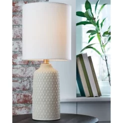 Donnford Ceramic Table Lamp Gray/White - Signature Design By Ashley