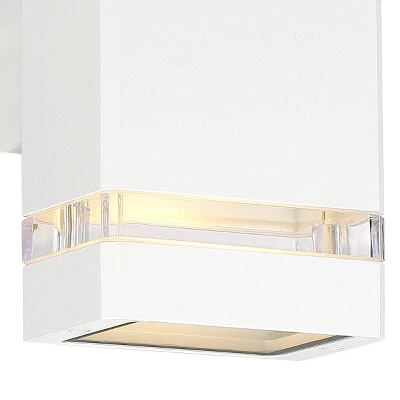 Possini Euro Design Modern Outdoor Wall Light Fixture White 2-Light Up Down 10 1/2" Clear Glass Inserts For Exterior Barn Deck House Porch Yard Patio 2 Possini Euro Design Modern Outdoor Wall Light Fixture White 2-Light Up Down 10 1/2" Clear Glass Inserts For Exterior Barn Deck House Porch Yard Patio - Image 2