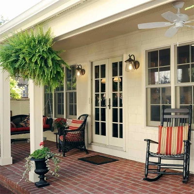 9.8" Metal/Glass Outdoor Lamp Black - LNC 9 9.8" Metal/Glass Outdoor Lamp Black - LNC - Image 9