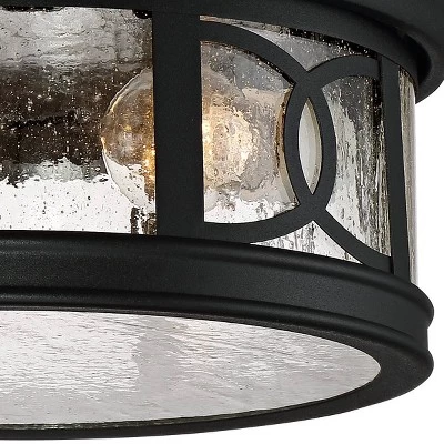 John Timberland Flush Mount Outdoor Ceiling Light Fixture Black 12" Seedy Glass For Exterior House Porch 2 John Timberland Flush Mount Outdoor Ceiling Light Fixture Black 12" Seedy Glass For Exterior House Porch - Image 2
